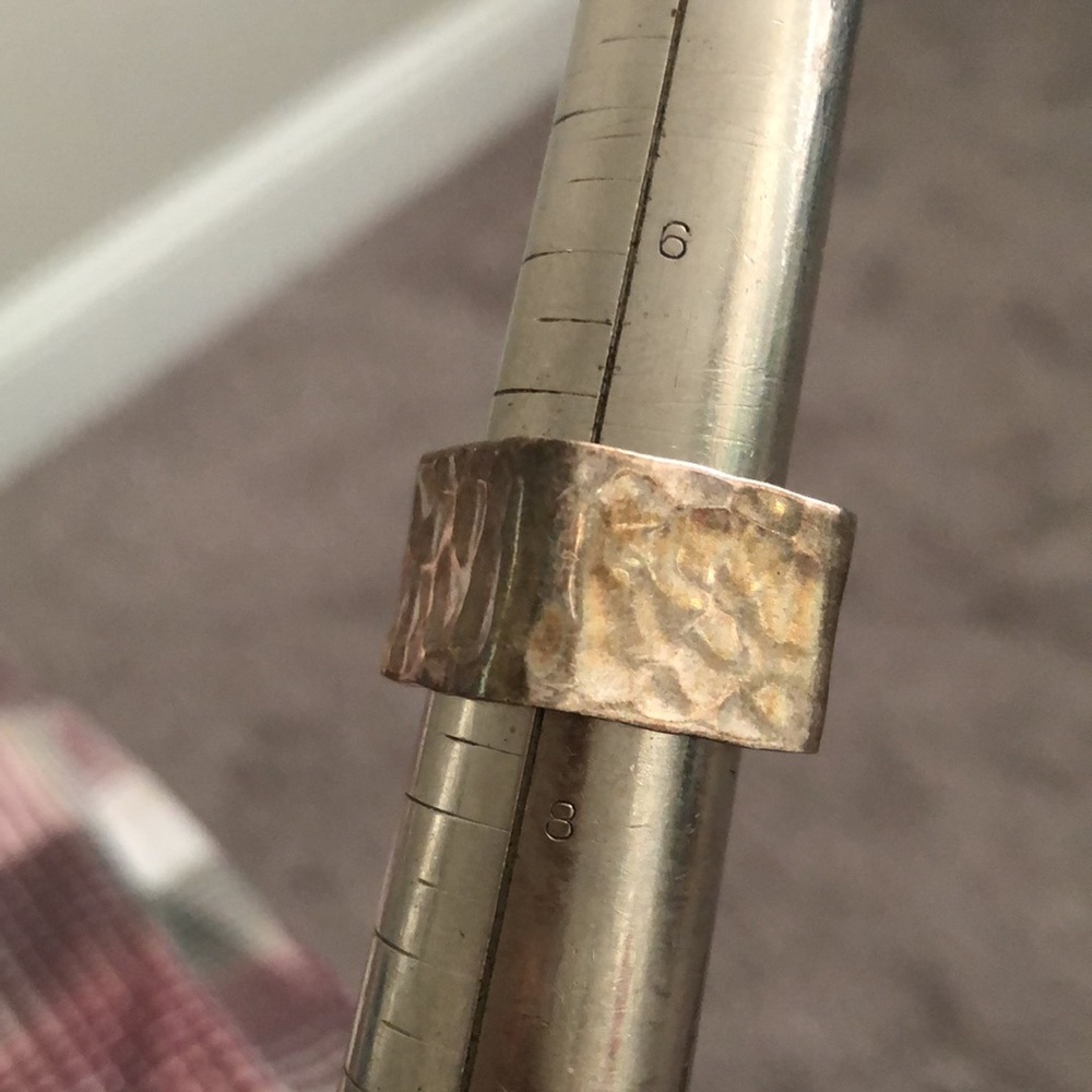 Unique Squared Hammered Sterling Silver Ring - image 5